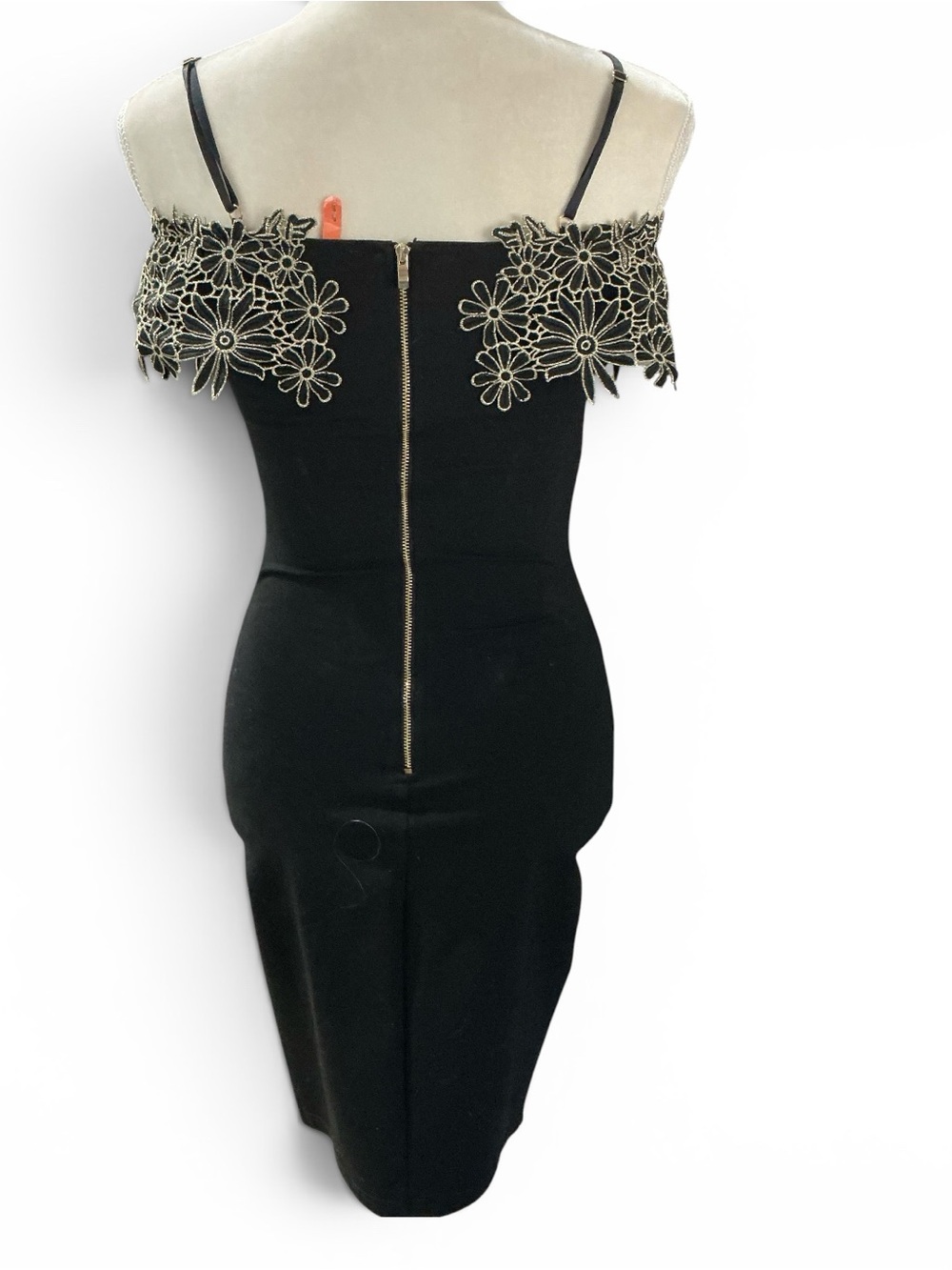 Super Star USA Black Floral Embroidered Bodycon Cocktail Dress – Size Small - Picture 5 of 11